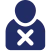 person marked with an X, blue icon
